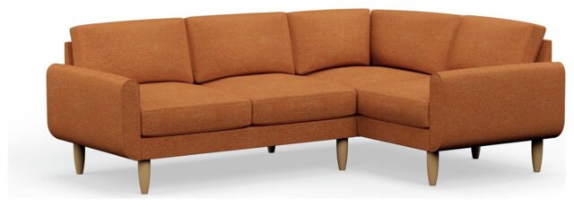 Hutch Fabric Round Arm 4 Seater Corner Sofa - Rust - image 1