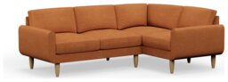 Hutch Fabric Round Arm 4 Seater Corner Sofa - Rust - thumbnail 1