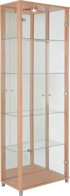 Argos Home 2 Door Glass Display Cabinet - Beech Effect - image 1