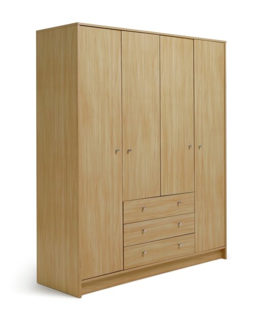 Argos Home Malibu 4 Door 3 Drawer Wardrobe - Beech Effect