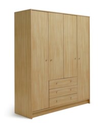 Argos Home Malibu 4 Door 3 Drawer Wardrobe - Beech Effect - thumbnail 1