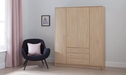 Argos Home Malibu 4 Door 3 Drawer Wardrobe - Beech Effect - thumbnail 2