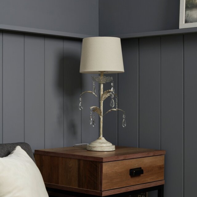 BHS Josefine Leaf Metal Table Lamp - Cream - image 1