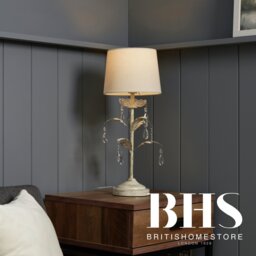 BHS Josefine Leaf Metal Table Lamp - Cream - thumbnail 2