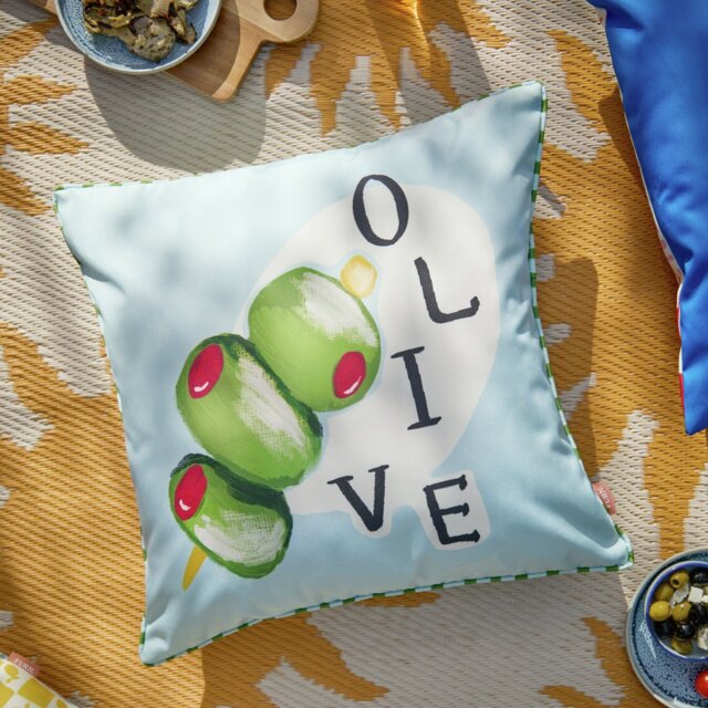 Furn Olive Stripe Blue Outdoor Cushion - image 1