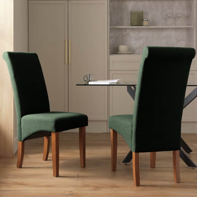 Argos Home Midback Pair of fabric Dining Chairs - Green - image 1