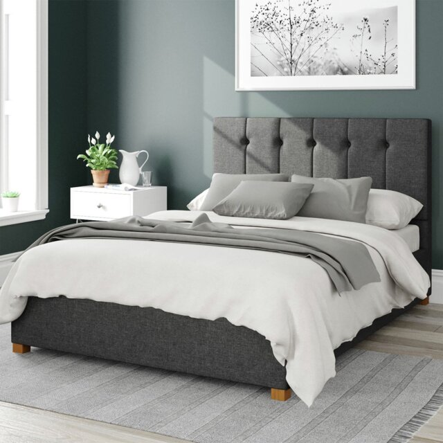 Aspire Hepburn Twill Kingsize Ottoman Bedframe - Charcoal - image 1