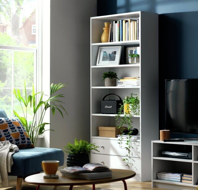 Argos Home Maine 2 Drawer Bookcase - White - image 1