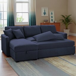 Habitat Reagan Left Hand Storage Chaise Sofa Bed - Navy