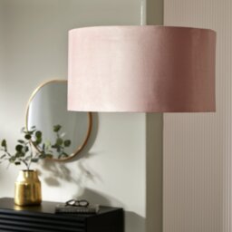Habitat Blush Pink  Velvet Easy Fit Drum Lampshade - 49cm - thumbnail 1