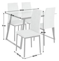 Argos Home Tyrus Glass Dining Table & 4 Charcoal Chairs - thumbnail 2