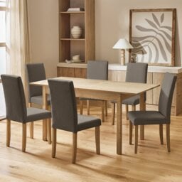 Argos Home Sendi Extending Dining Table & 6 Brown Chairs