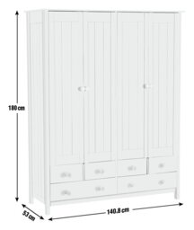 Argos Home New Scandinavia 4 Door 6 Drawer Wardrobe - White - thumbnail 2