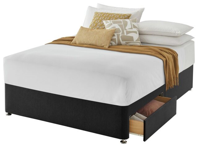 Silentnight Superking 2 Drawer Divan Bed Base - Charcoal - image 1