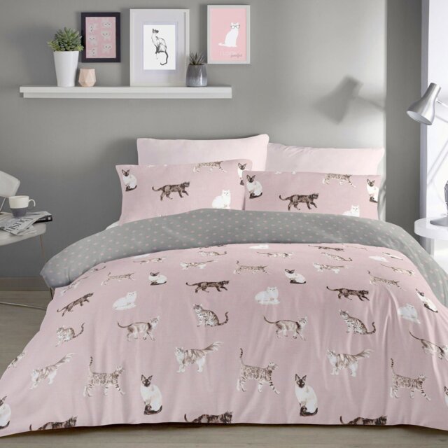 Fusion Cats Printed Blush Pink Bedding Set - Double - image 1