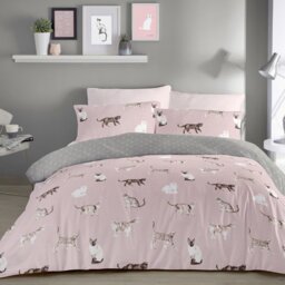 Fusion Cats Printed Blush Pink Bedding Set - Double - thumbnail 1