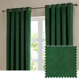 Furn Ultimate Velvet Blackout Eyelet Curtains - Emerald Green - 168x183cm - thumbnail 1