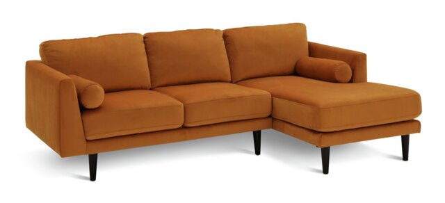 Habitat Jacob Velvet Right Hand Corner Sofa - Orange - image 1