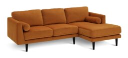 Habitat Jacob Velvet Right Hand Corner Sofa - Orange - thumbnail 1