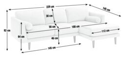 Habitat Jacob Velvet Right Hand Corner Sofa - Orange - thumbnail 2