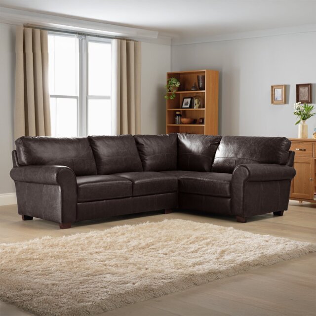 Argos Home Salisbury Leather RH Corner Sofa - Chocolate - image 1