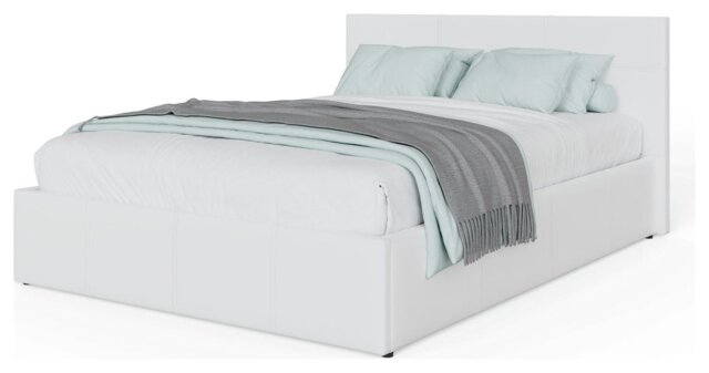 GFW End Lift Small Double Faux Leather Ottoman Bed - White - image 1
