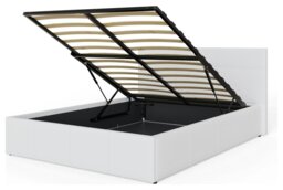 GFW End Lift Small Double Faux Leather Ottoman Bed - White - thumbnail 2