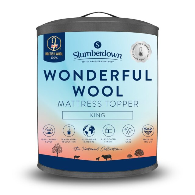Slumberdown Wonderful Wool 2cm Mattress Topper - King - image 1