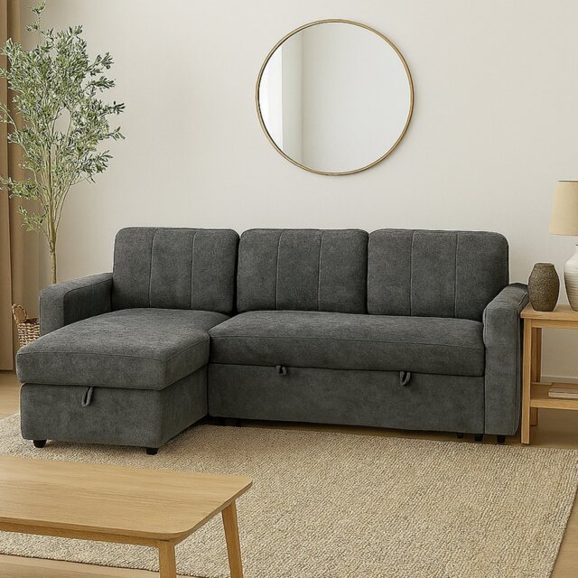 Aspire Nexis Reversible Storage Corner Chaise Sofa Bed- Charcoal - image 1