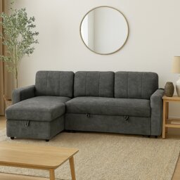 Aspire Nexis Reversible Storage Corner Chaise Sofa Bed- Charcoal - thumbnail 1