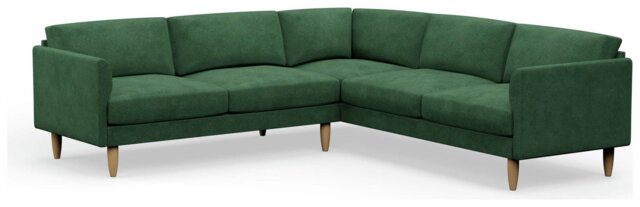 Hutch Velvet Curve Arm 7 Seater Corner Sofa - Sage Green - image 1