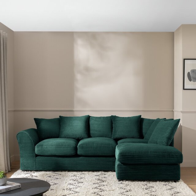 Argos Home Harry Large Cord Right Hand Corner Chaise Sofa - Teal - image 1