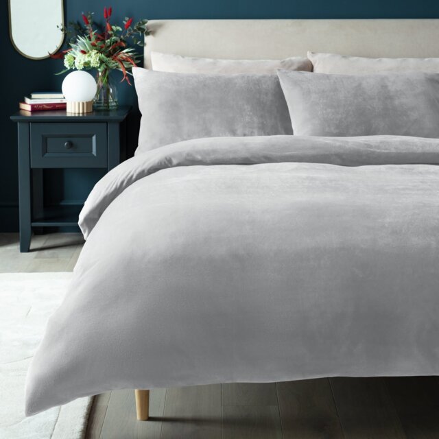 Argos Home Slinky Fleece Grey Bedding Set - Single