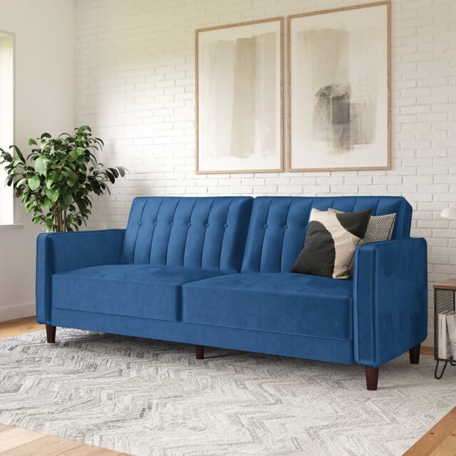 Dorel Pin Velvet Sofa Bed - Blue - image 1