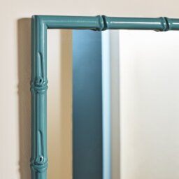 Habitat Bamboo Effect Blue Wooden Wall Mirror - 52x42cm - thumbnail 2
