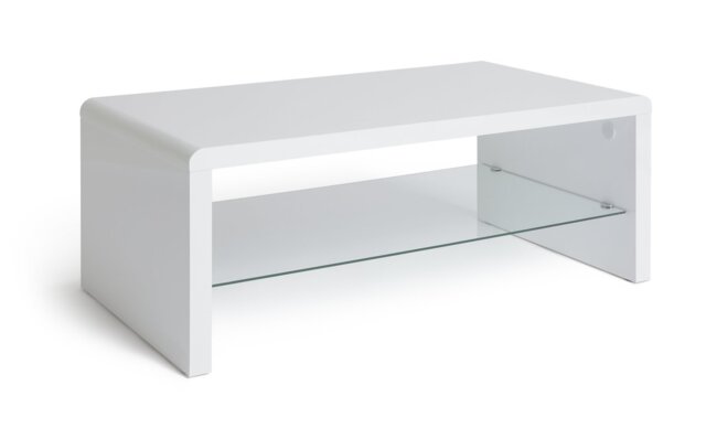Argos Home Sleigh 1 Shelf Coffee Table - White Gloss - image 1
