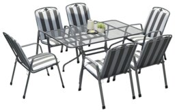 Pacific Savoy 6 Seater Metal Patio Set with Cushions - Grey - thumbnail 2