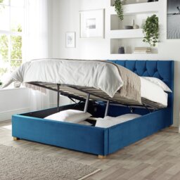 CL Boutique Velvet Superking Ottoman Bedframe - Navy - thumbnail 2