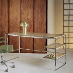 Habitat Albers Chrome Office Desk - Natural - thumbnail 1