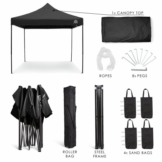 All Seasons Gazebos 3x3m Pop up Garden Gazebo - Black - image 1