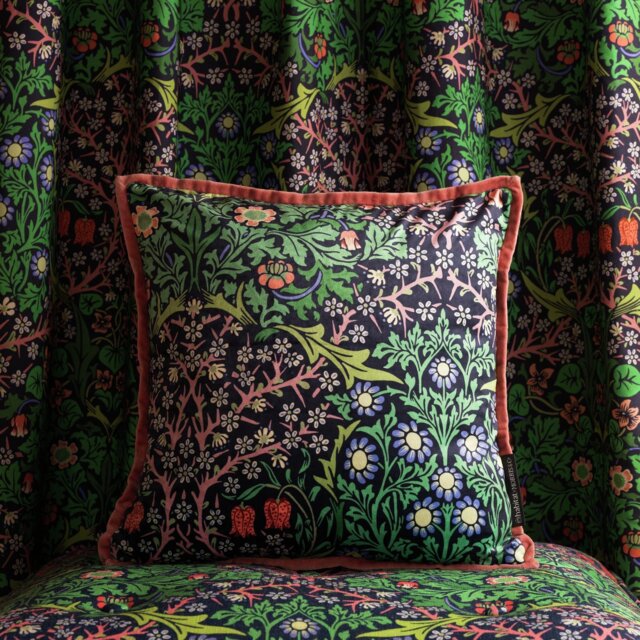 Habitat x Morris & Co. Blackthorn Cushion - Green - 43x43cm - image 1