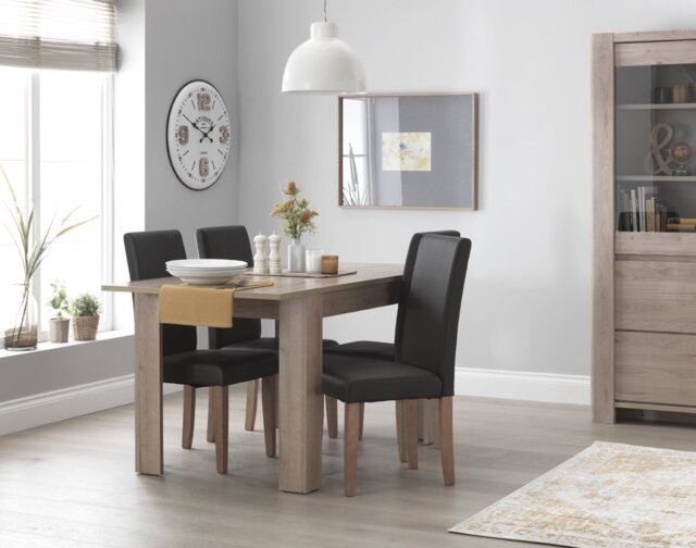 Argos Home Miami Oak Dining Table &4 Chocolate Chairs - image 1