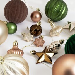 Argos Home Pack of 49 Christmas Baubles - Natural And Green - thumbnail 2