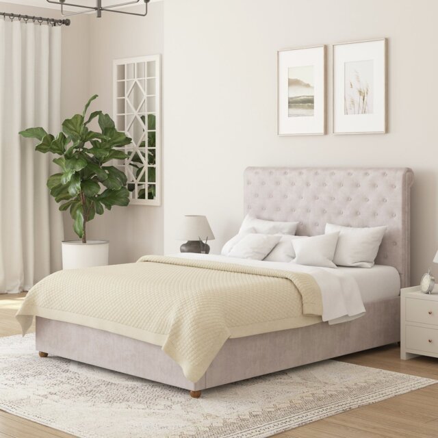 Aspire Taylor Kingsize Velvet End Lift Ottoman Bed - Silver - image 1