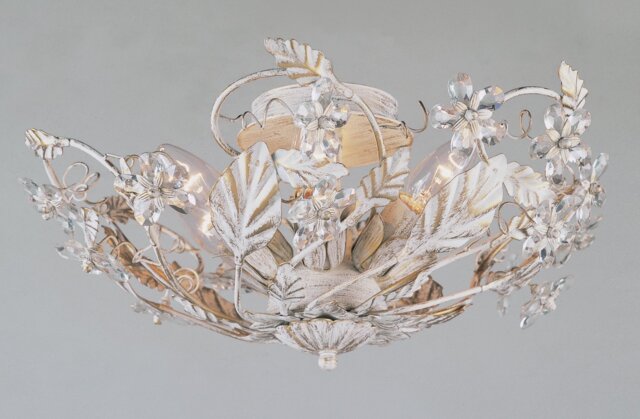 Impex Trapani Metal Bead Flush Ceiling Light - White