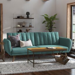 Novogratz Brittany Fabric Clic Clac Sofa Bed - Light Blue - thumbnail 1