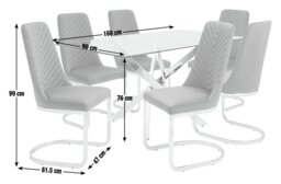 Argos Home Blake Glass Dining Table & 6 Grey Chairs - thumbnail 2