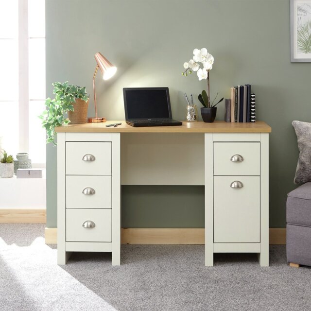 GFW Lancaster 4 Drawer Desk - Cream - image 1