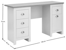 GFW Lancaster 4 Drawer Desk - Cream - thumbnail 2