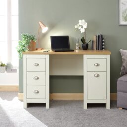 GFW Lancaster 4 Drawer Desk - Cream - thumbnail 1